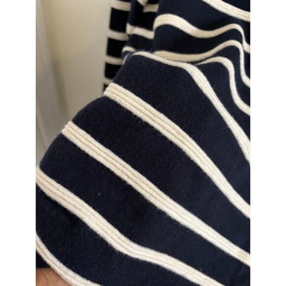 Banana Republic Sweater Women's Small Navy Striped Merino Wool Blend Mock Neck - Picture 6 of 8